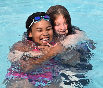 Swimming is always a fun activity on a warm summer day. Our beautiful 30- by 60-foot fully-staffed swimming pool, located in the heart of camp, is the venue for swimming supervision from our certified lifeguards, fun pool games, and diving from our one-meter board.