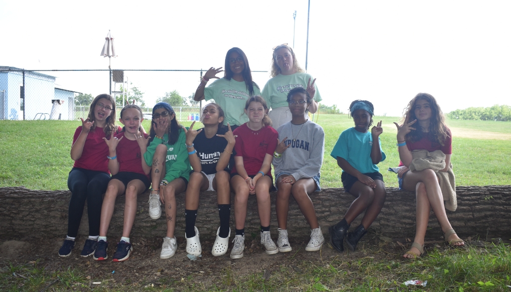 Group image of multi-cultural girls during summer camp.