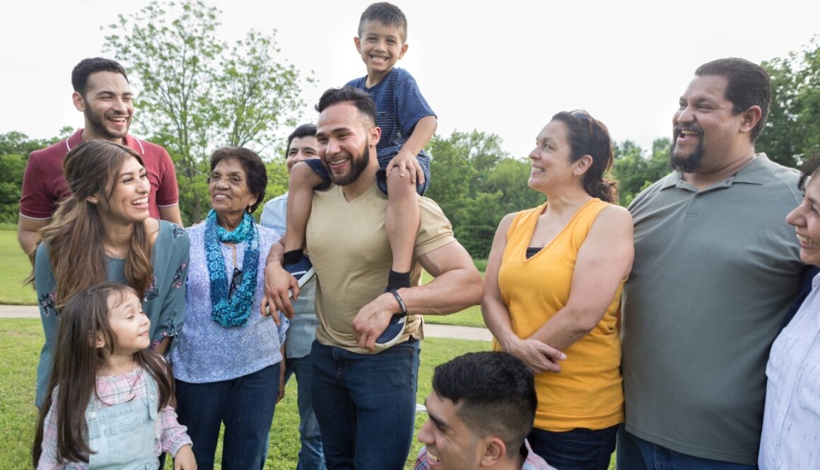 A happy Hispanic family.